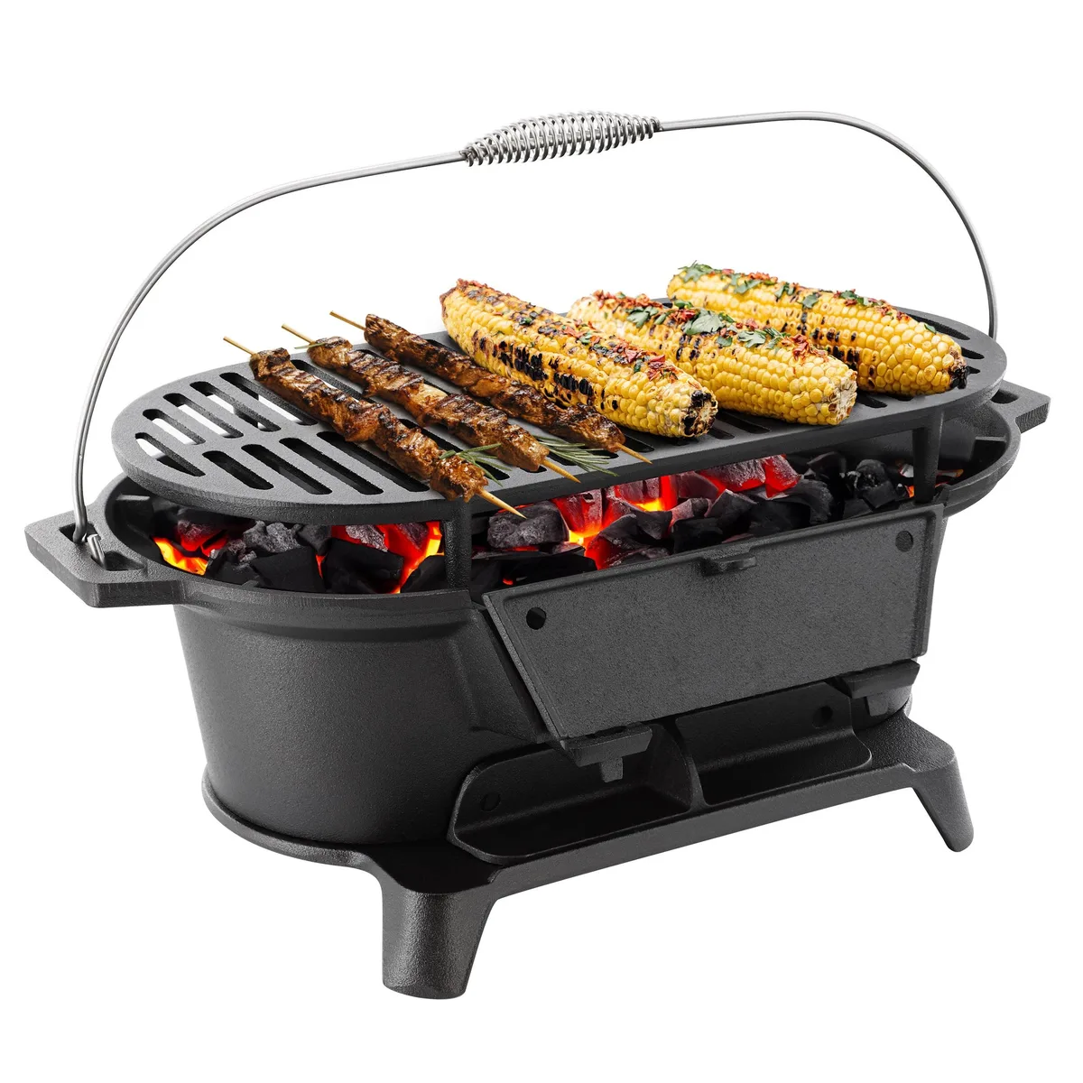 MegaChef MegaChef Oval Cast Iron Portable Hibachi Grill Black 19.5 in — product photo