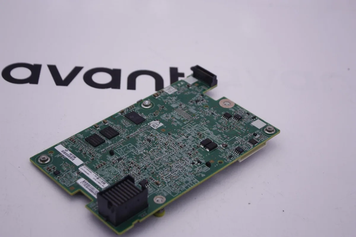 Green SAS RAID controller card with gold edge connector and silver bracket