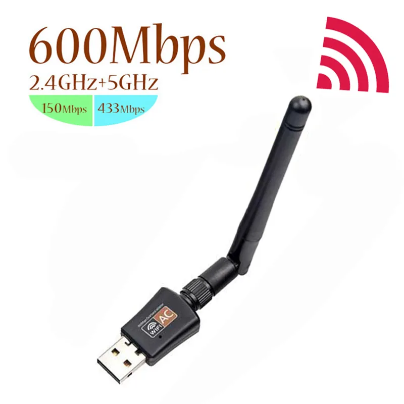 Teday Teday AC600 USB 2.0 Wi-Fi Adapter 2.4/5 GHz 2 dBi Antenna Black — product photo