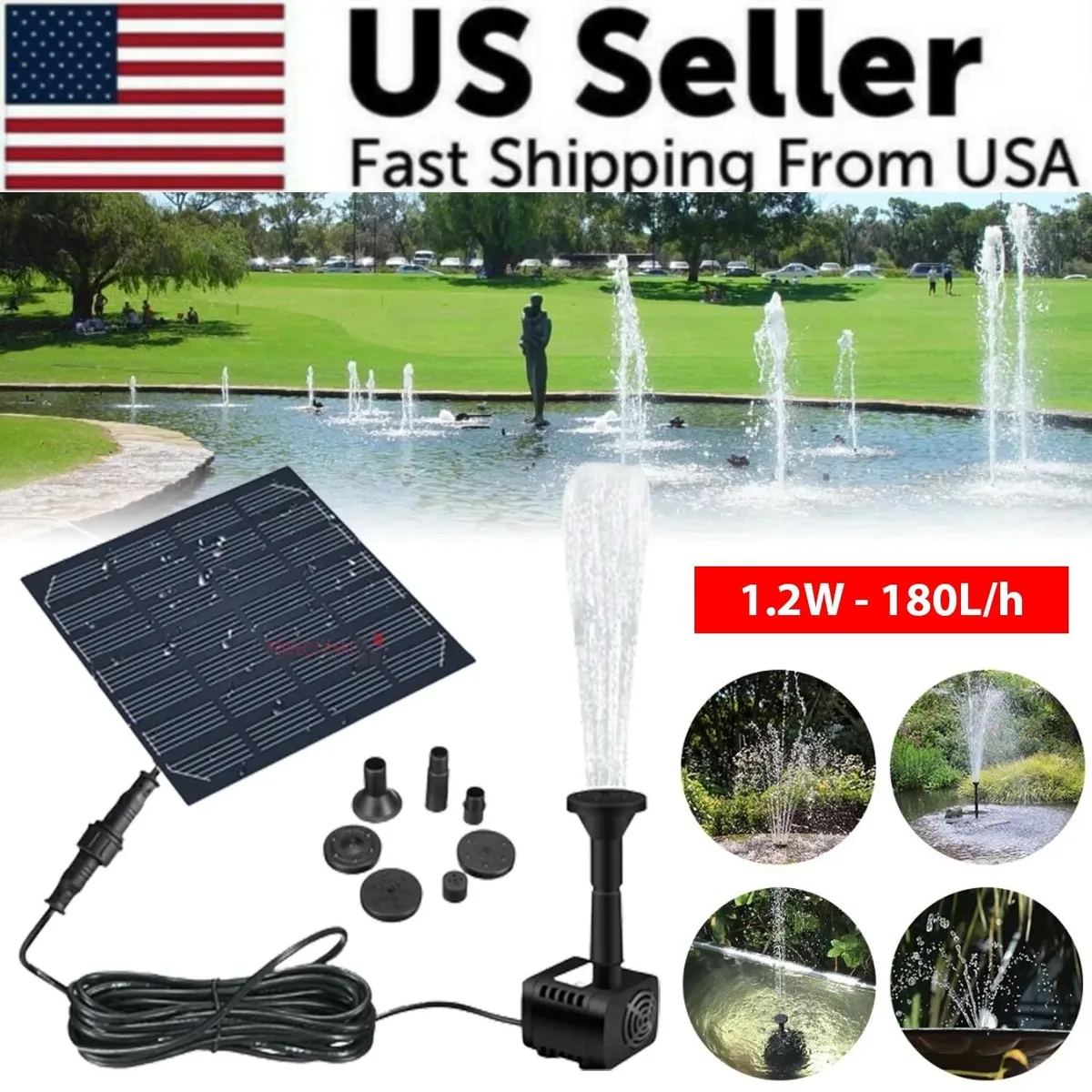 NShi NShi Solar Floating Fountain Pump 1.5W 128x117x44mm Black — product photo