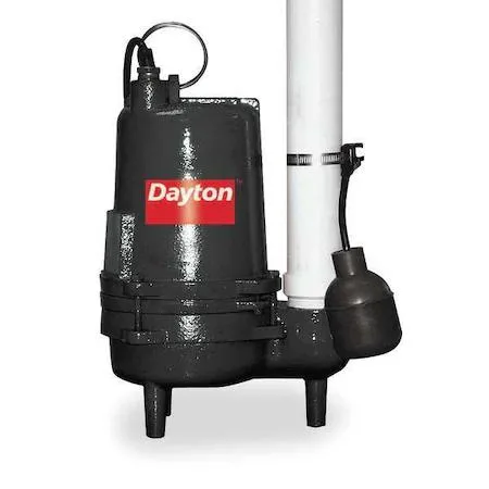 Cast iron submersible sewage pump with tether float switch and 20 ft cord