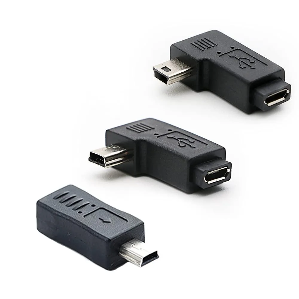 BUCIER BUCIER 90° Left &amp; Right Angle Mini USB Male to Micro USB Female Adapter 3-Pack — product photo