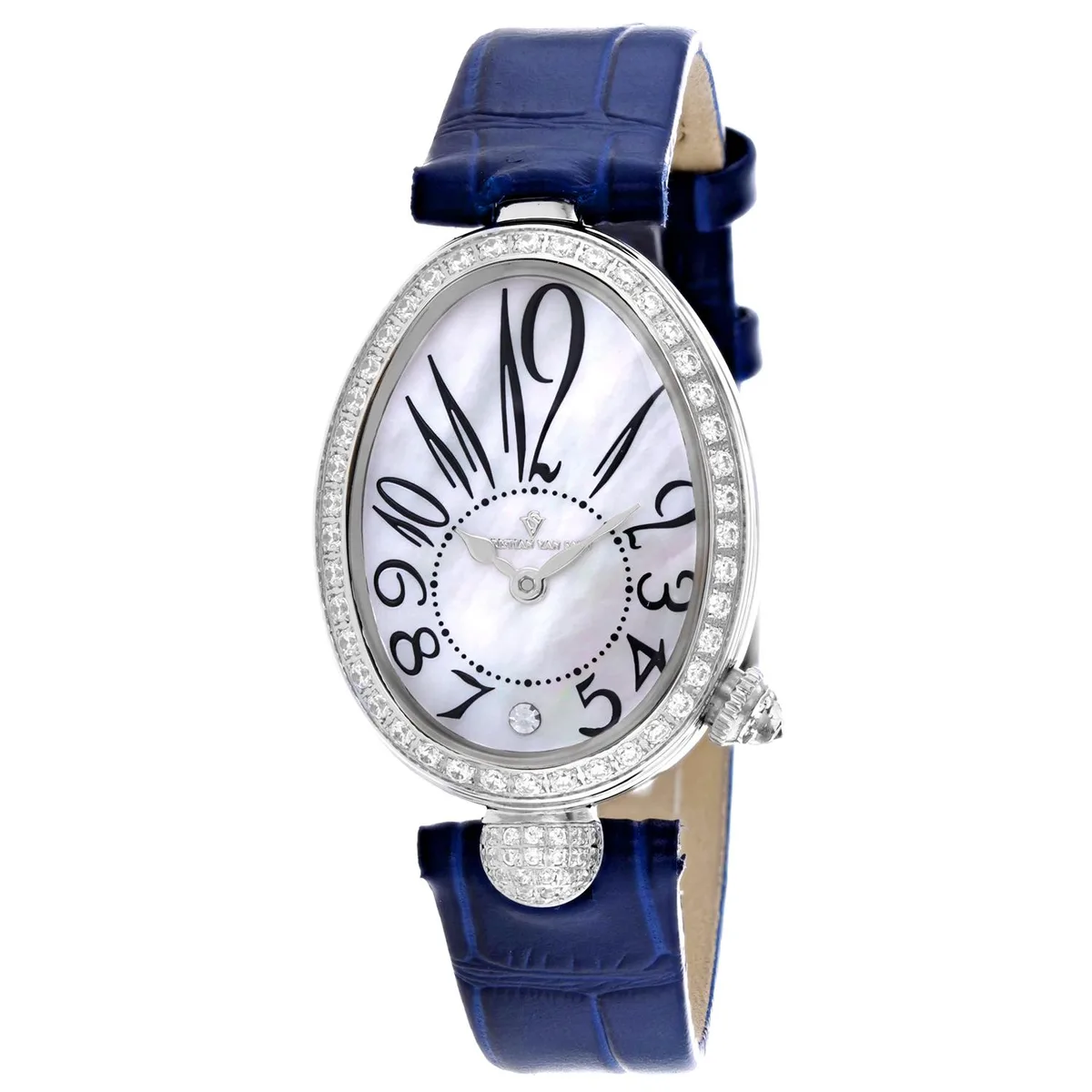 Christian Van Sant CV4292 Florentine white dial watch with stainless steel case and leather strap