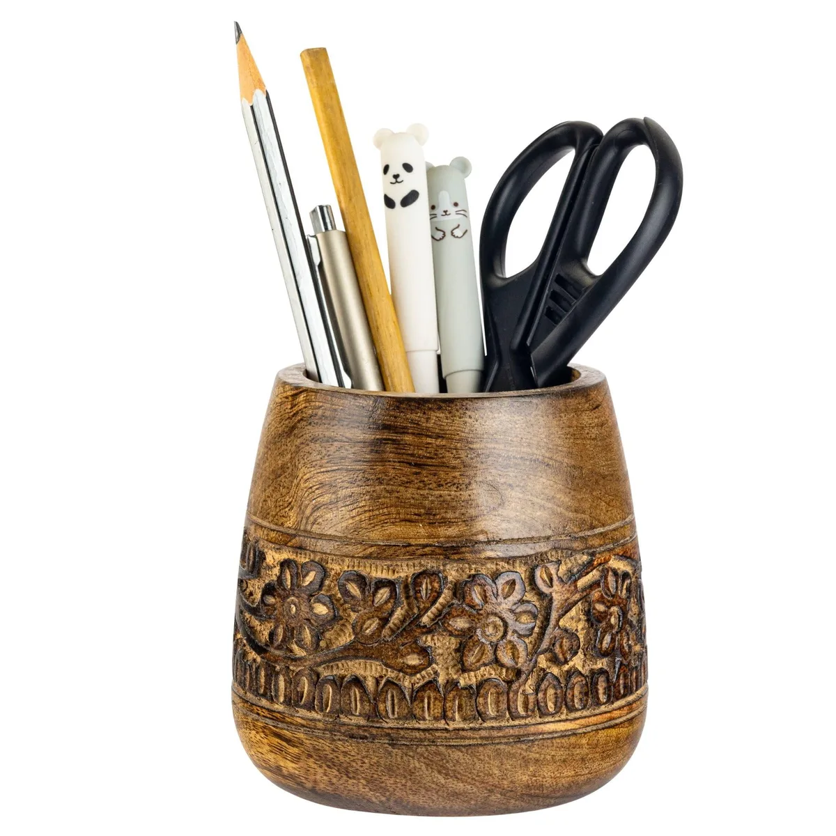  Samsill Wooden Pen Holder Brown 4.2 in 270 g — product photo