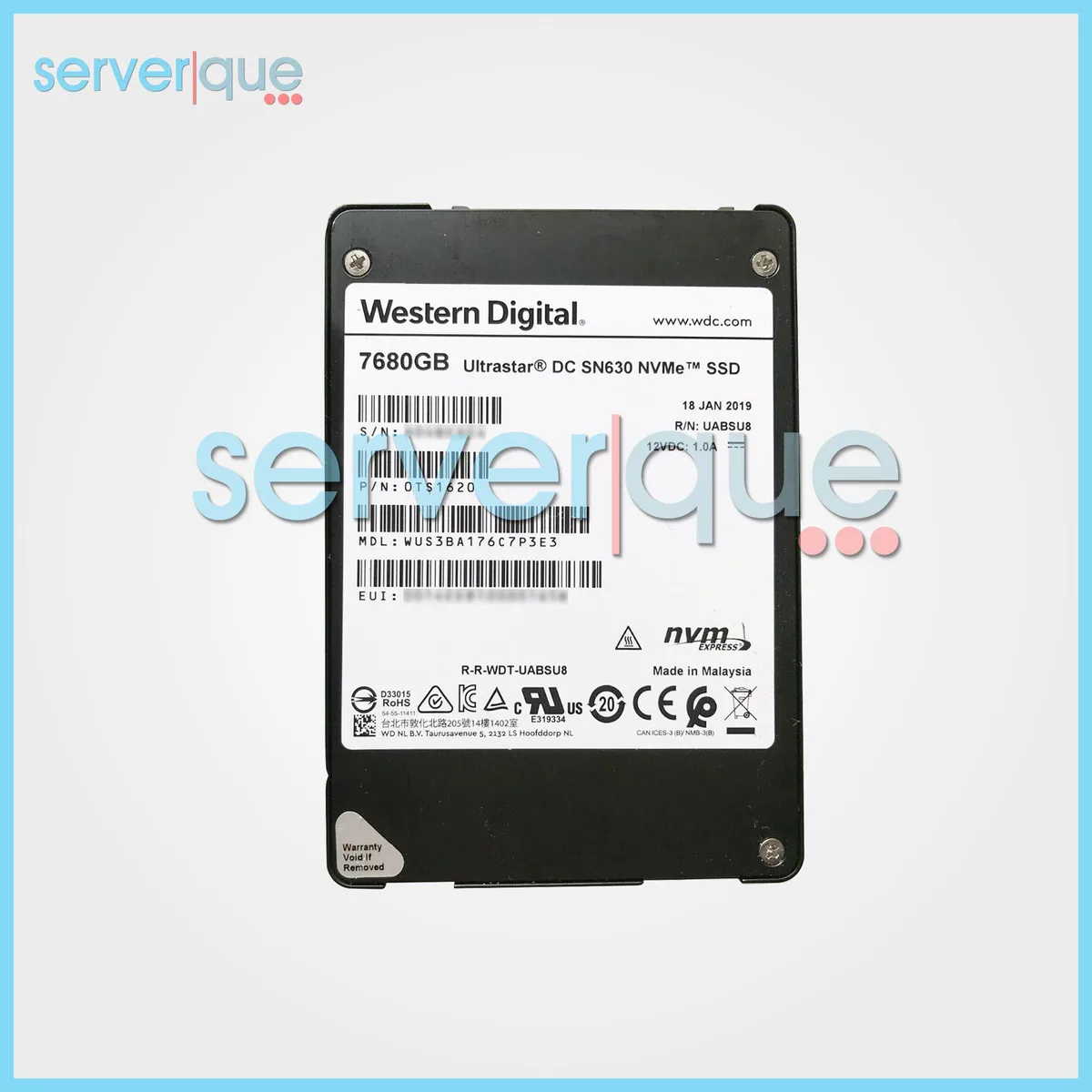 Western Digital Western Digital DC SN6330 7.68TB PCIe NVMe U.2 2.5" internal SSD — product photo