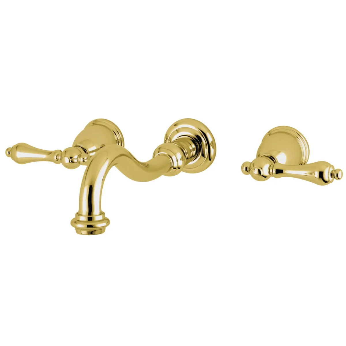 KINGSTON BRASS KINGSTON BRASS KS3022AL Restoration 3-Hole Wall Mount Roman Tub Faucet Polished Brass — product photo