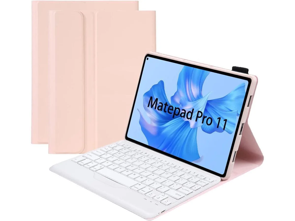 Pink protective keyboard case for Huawei MatePad Pro 11 2022 with detachable Bluetooth keyboard