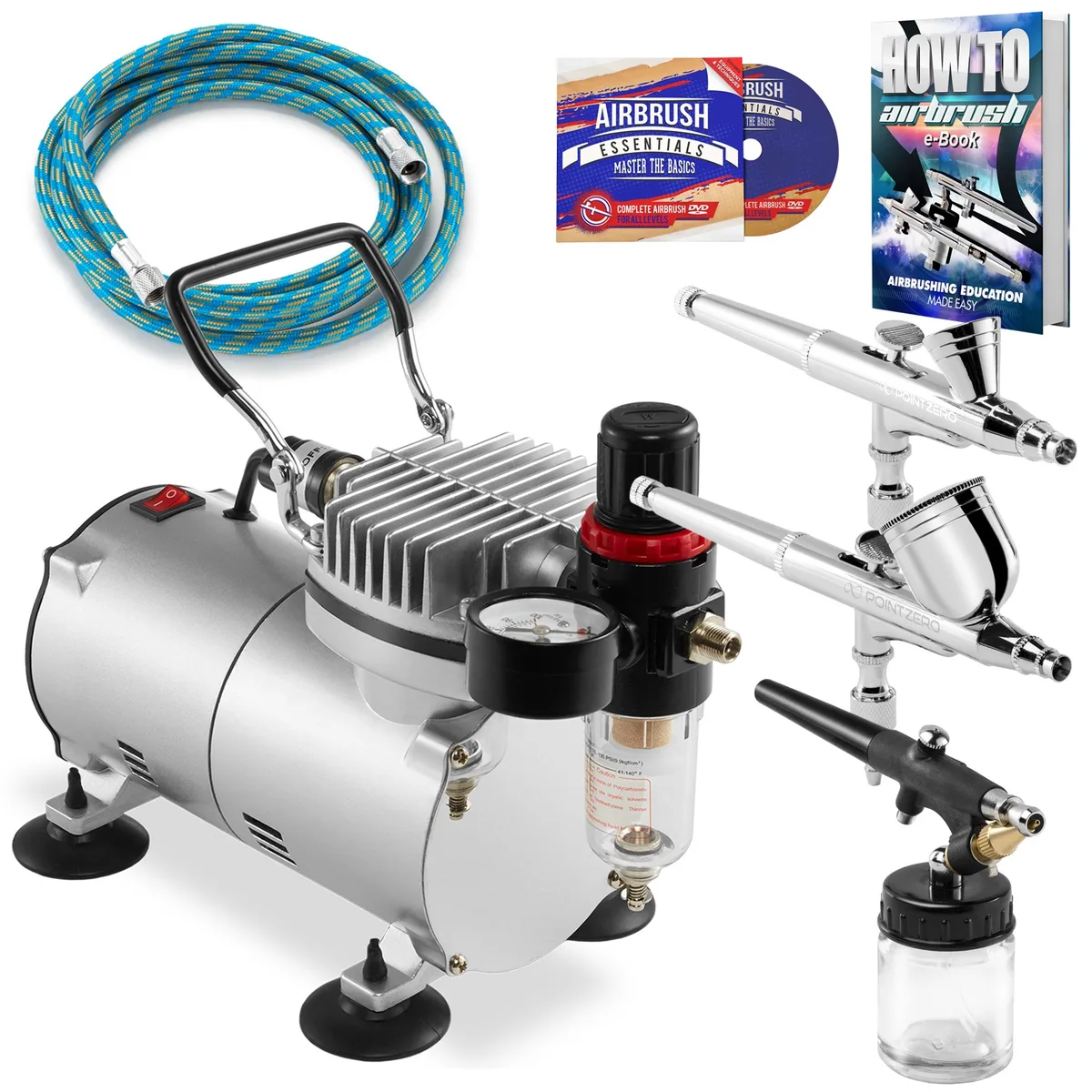POINTZERO POINTZERO Airbrush Kit PZ-260 PZ-270 PZ-276 Elite-125X 3 Guns — product photo