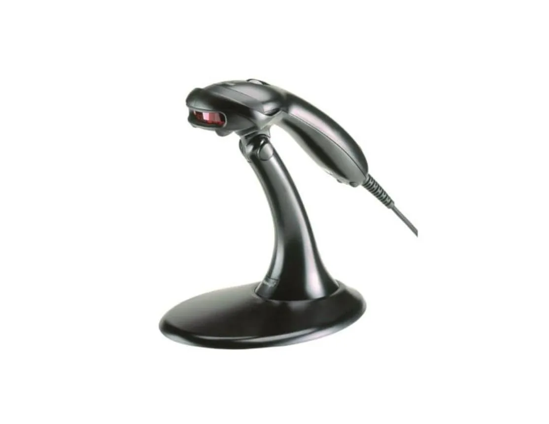 Black handheld barcode scanner model 9540 with USB cable and desktop stand