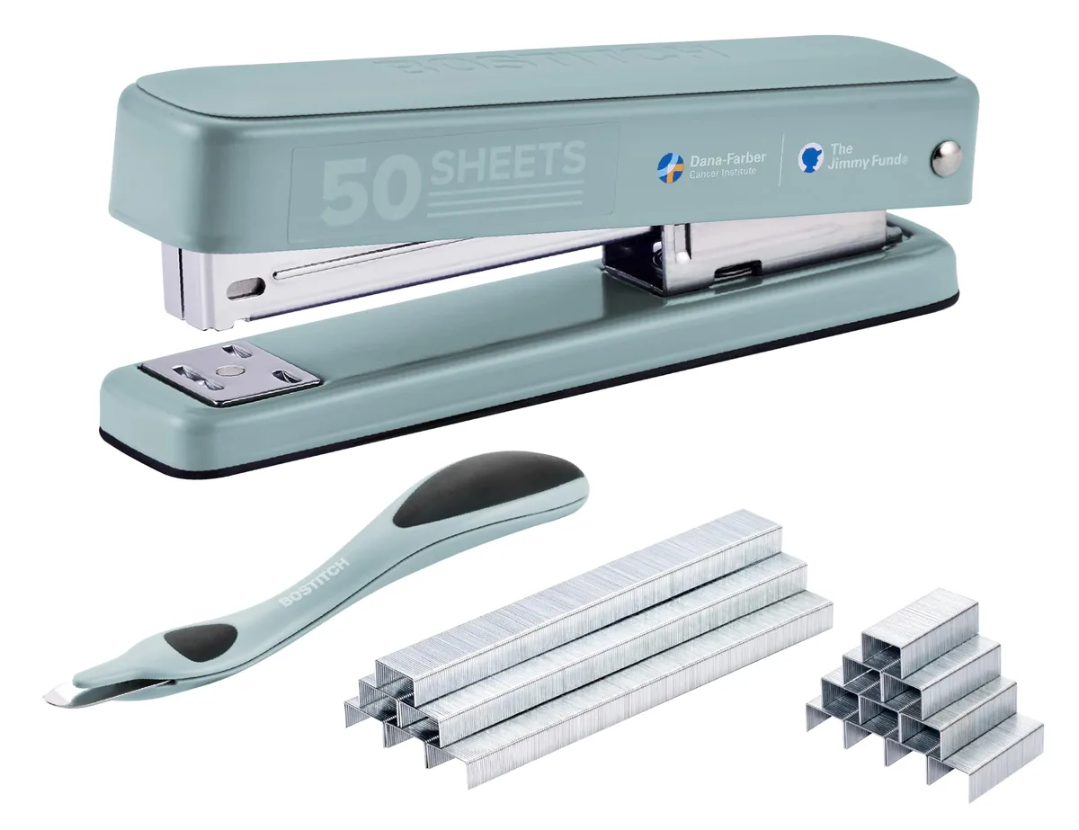 Sage metal desktop stapler with rubber base and staple remover