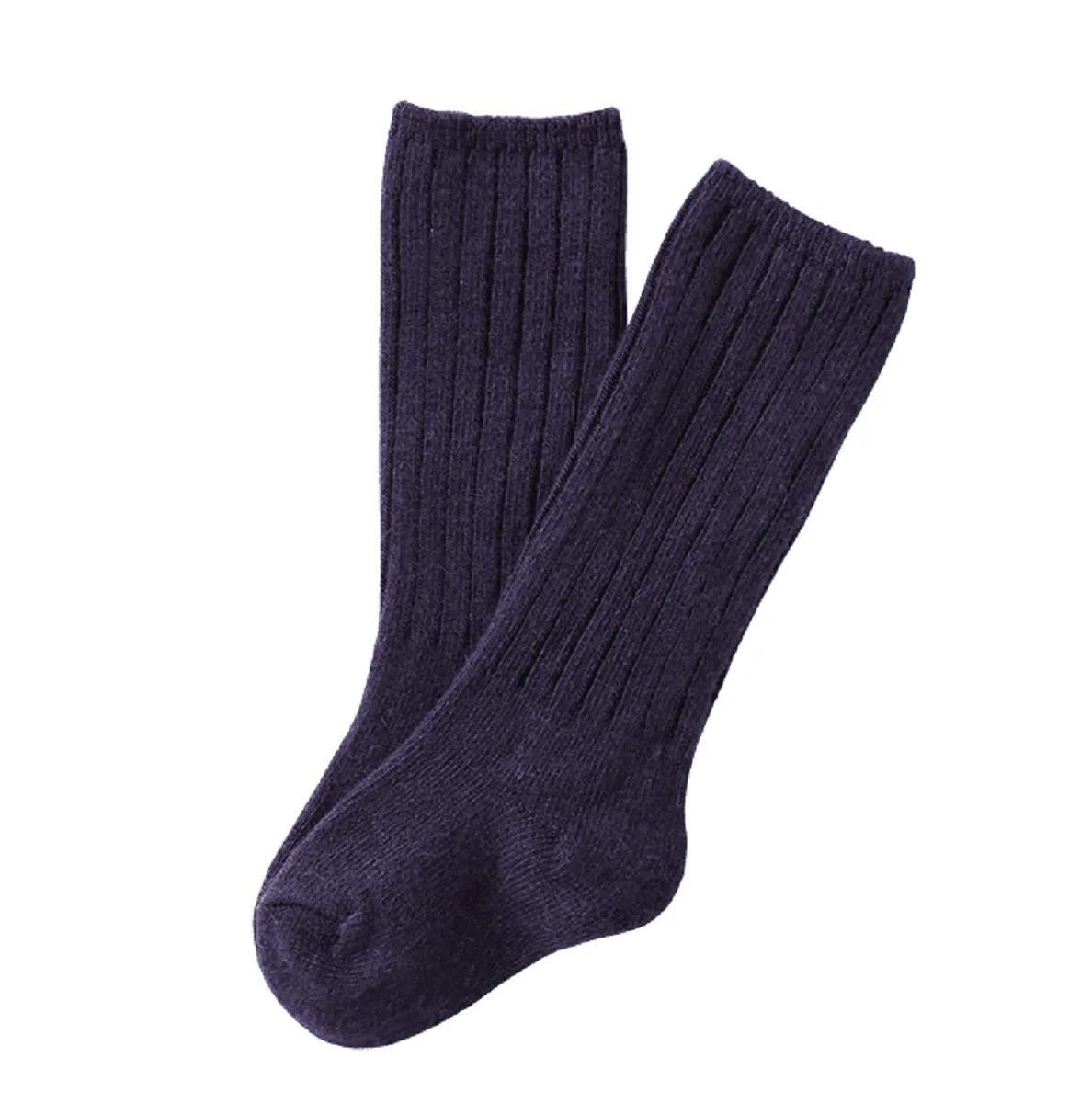 Pair of purple knee-high wool socks for children aged 4-6 years