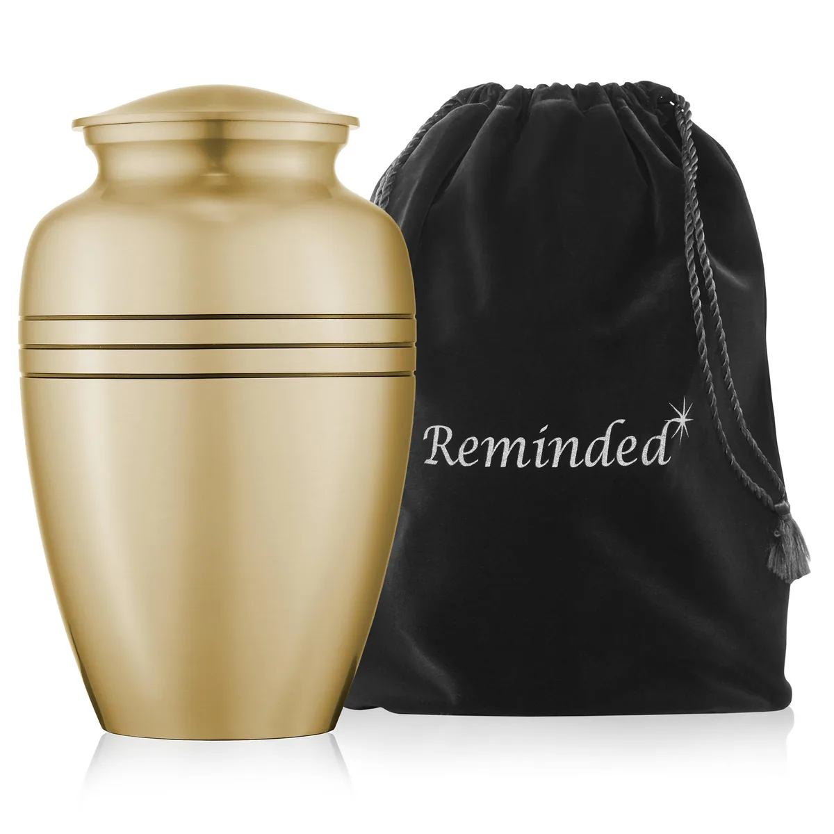 Reminded Reminded Adult Cremation Urn Gold Etched Cross Brass 213.58 cu in — product photo