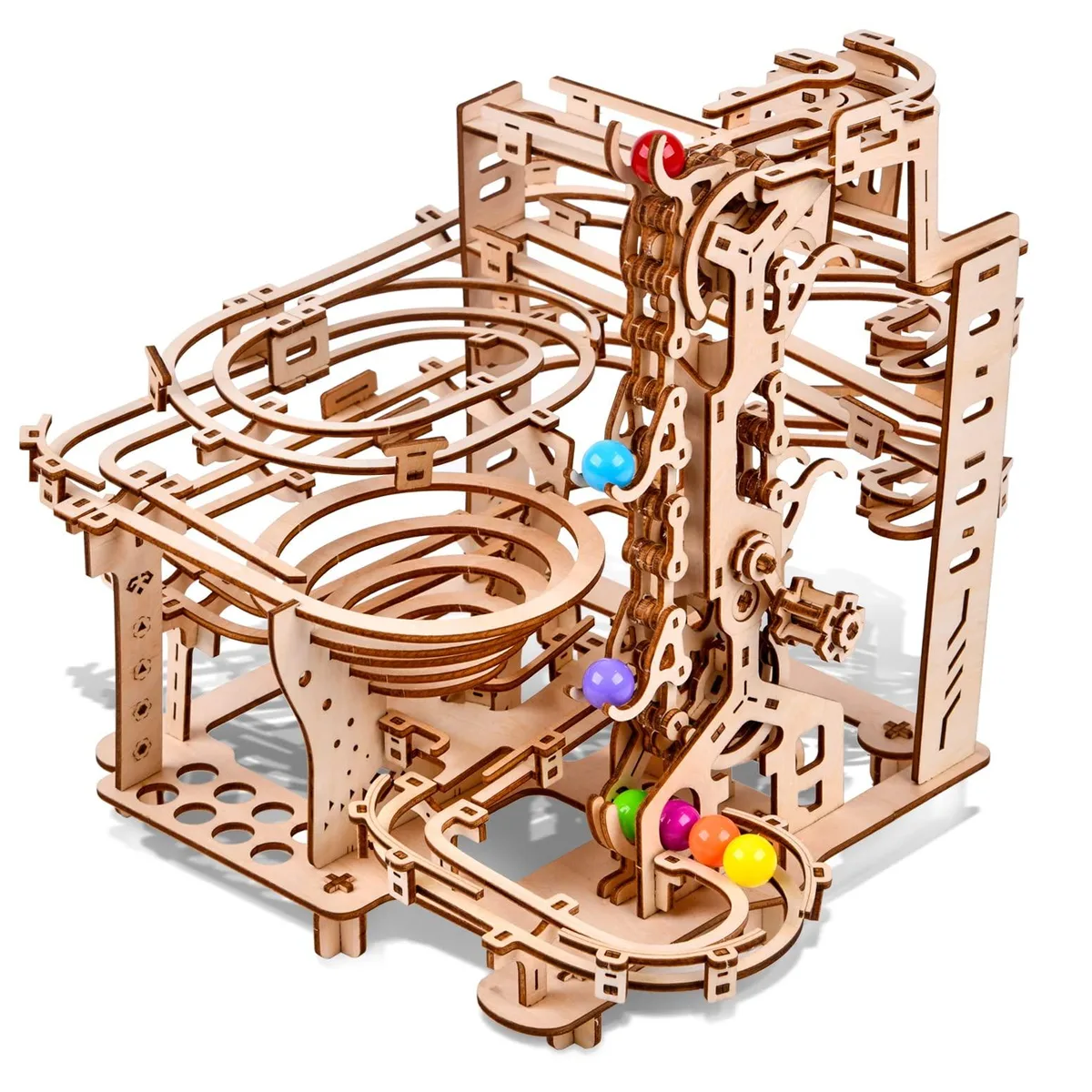  3D Wooden Puzzles Marble Run Chain Kit 335 pcs — product photo