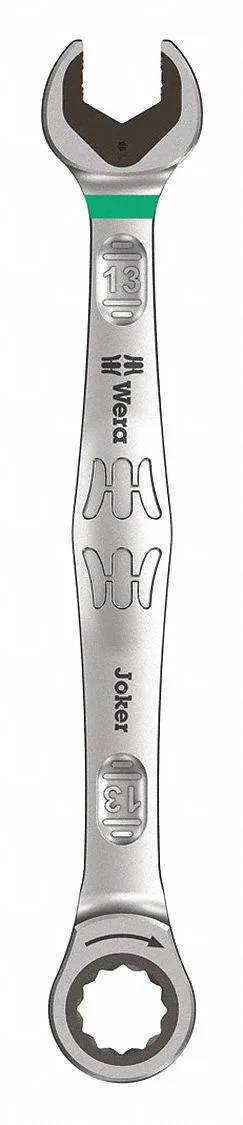Wera 13 mm ratcheting combination wrench with nickel chrome finish