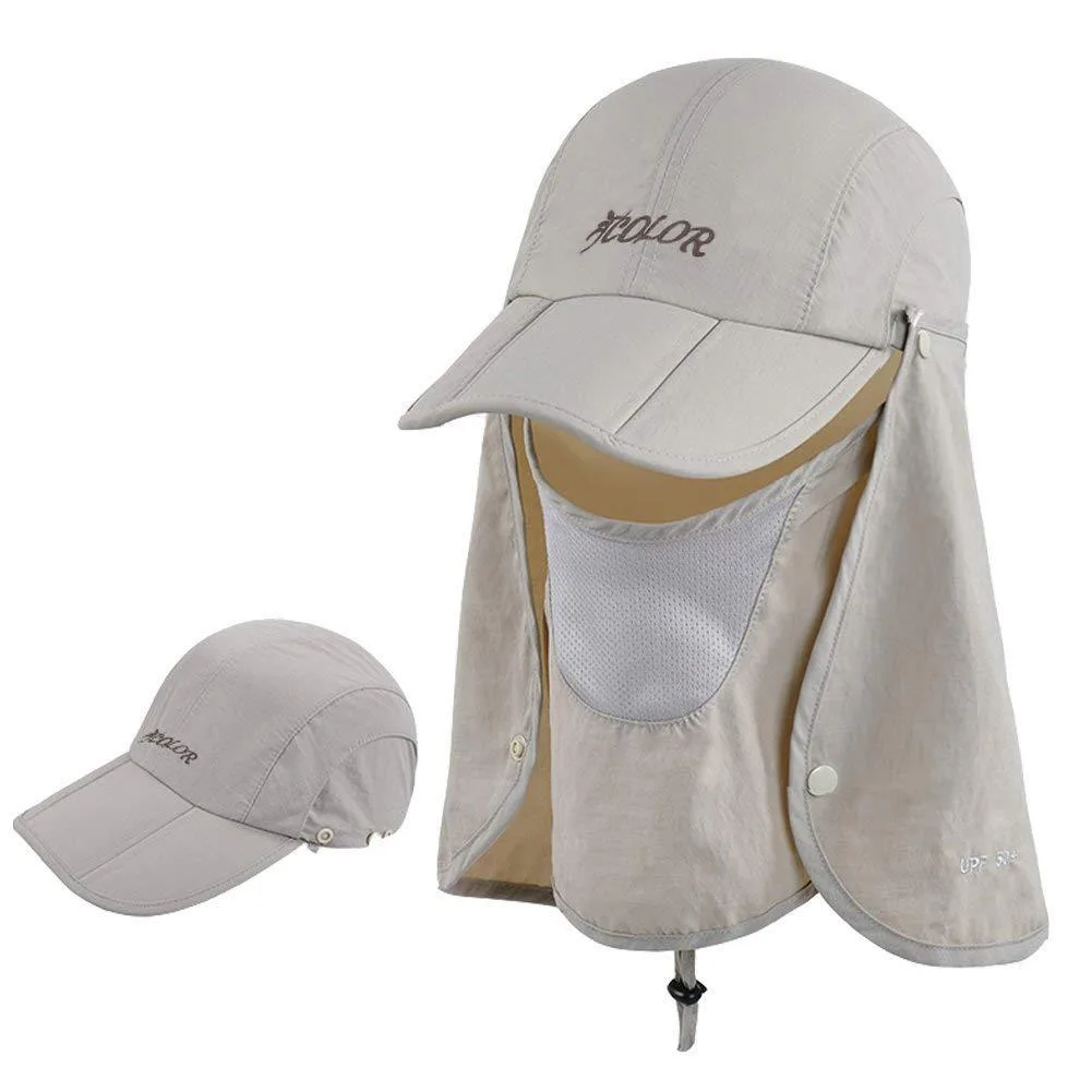  icolor Sun Hat UPF 50+ Neck Flap Ponytail Black 55-60cm — product photo