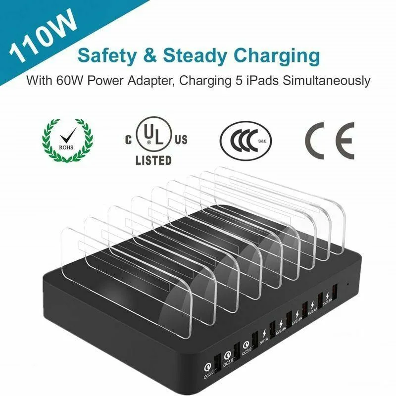 BONAEVER BONAEVER 110W 8 Port USB Charger QC 3.0 Black — product photo