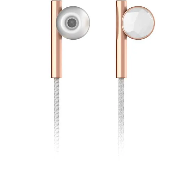 Corn Electronics Corn Electronics Linea N2 Faceted Ceramic &amp; Rose Gold Wired Earbuds with Remote and Mic — product photo