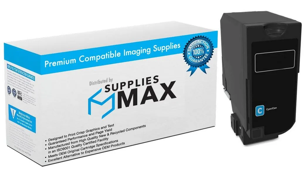 SuppliesMax SuppliesMax LEX74C1HC0 Cyan High Yield Toner Cartridge 12000 Pages — product photo