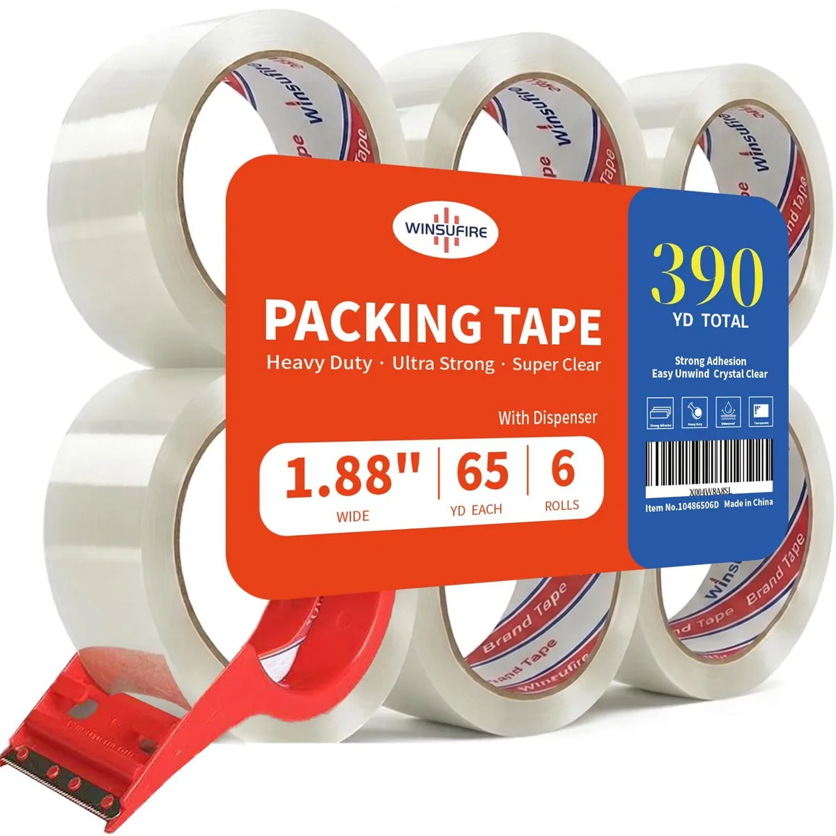  WINSUFIRE 11486506 packing tape 1.88 inch x 65 yards 6 pack — product photo