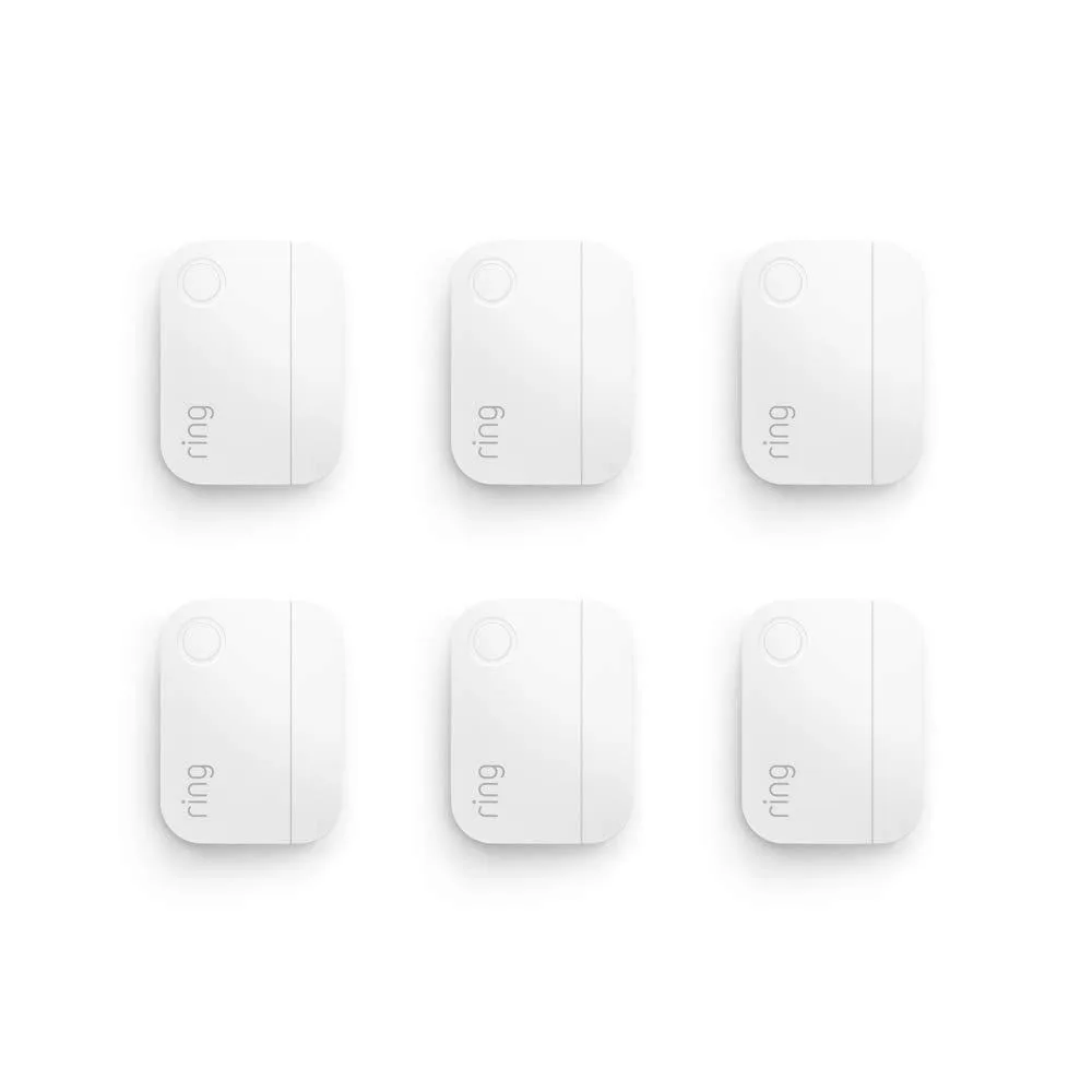 Six small white rectangular contact sensors in a row