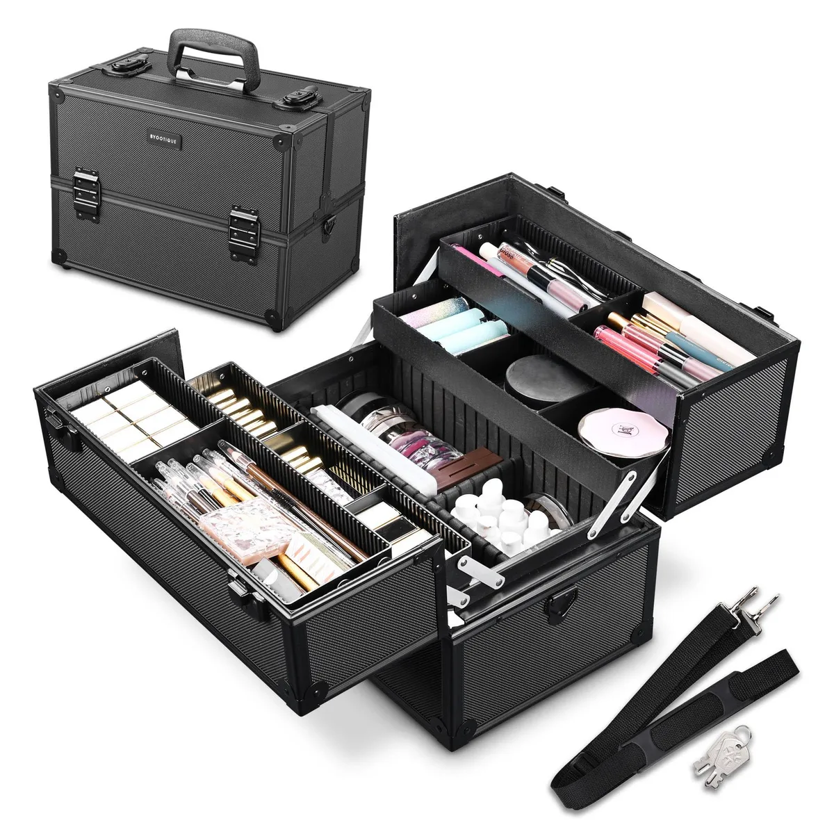 Yescom USA, Inc. Yescom USA, Inc. Professional Lockable Aluminum Makeup Case Black — product photo