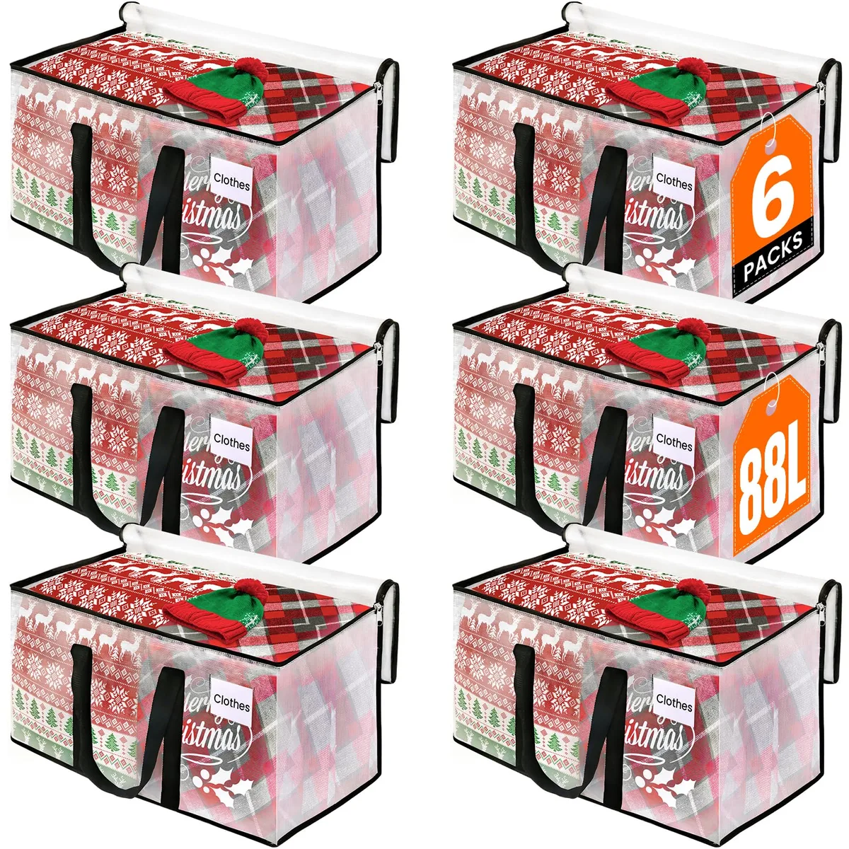  RoomHacks Heavy Duty Clear Moving Bags 29L x 14W x 14H in 88L 6 Pack — product photo