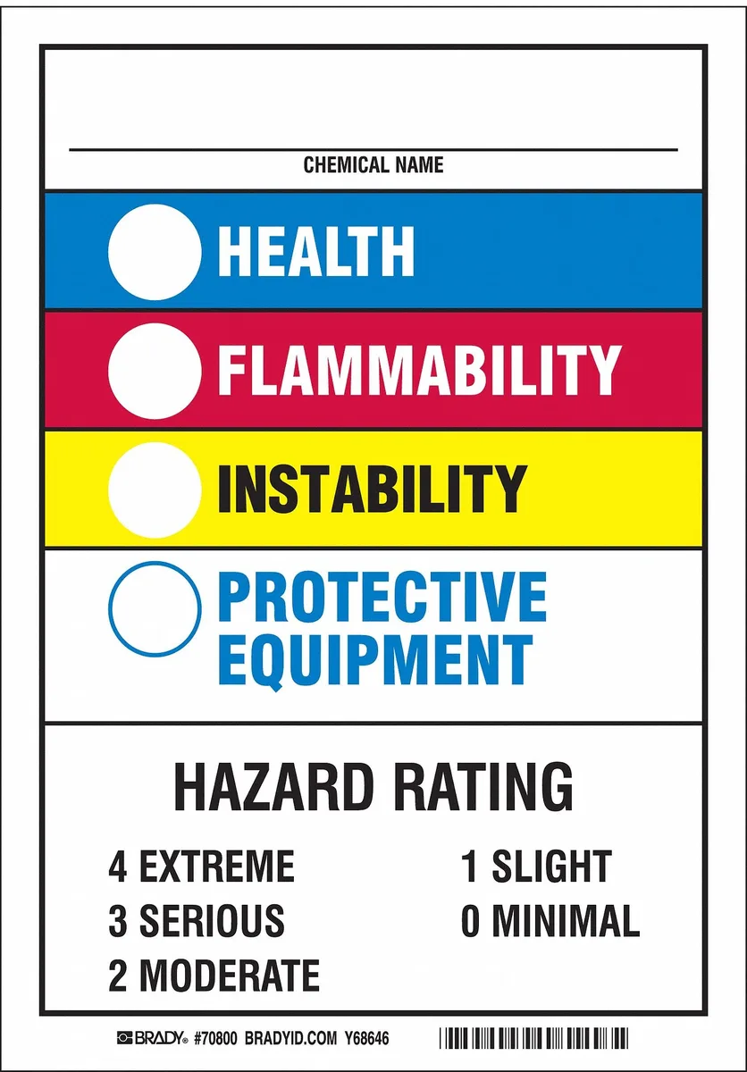 Brady 70800 NFPA 704 rectangle vinyl label 10 by 7 inches multicolour on white