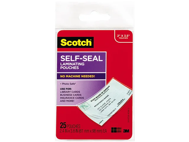 3M 3M LS851G Self-Sealing Laminating Pouches 25 Pack — product photo