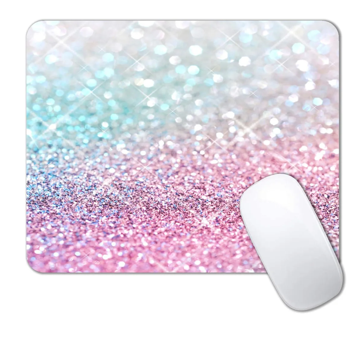  IMAYONDIA AUC2-G58S-KJ00B-78 Mouse Pad Pink Blue Sparkly 9.5 x 7.9 in — product photo
