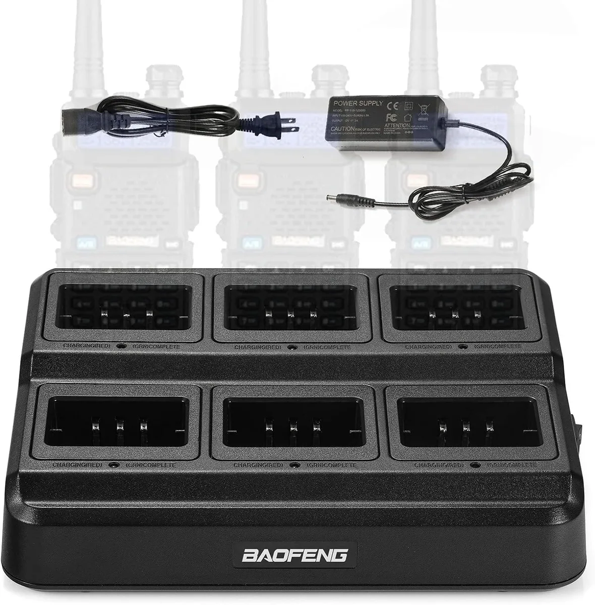 usbroway usbroway 6-way two-way radio charger 9.4*7.1*2.4 inch — product photo