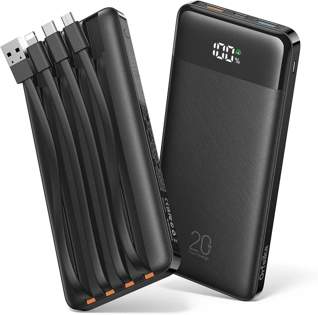 WOOJONG WOOJONG 20000mAh Power Bank 4 Built-in Cables 6 Outputs 20W PD — product photo