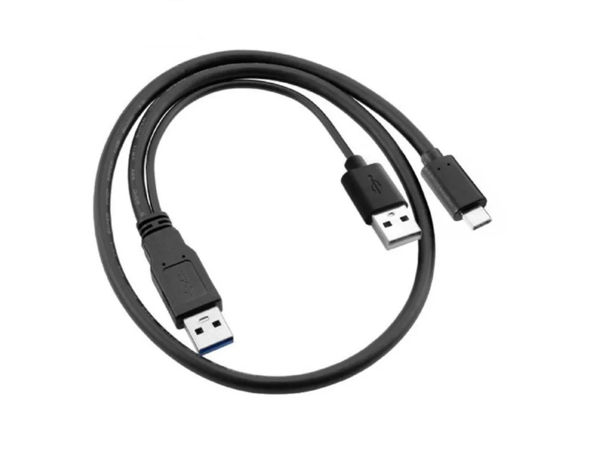 BUCIER BUCIER Type-C USB-C to USB 3.0 Male &amp; USB 2.0 Dual Power Data Y Cable 60cm — product photo