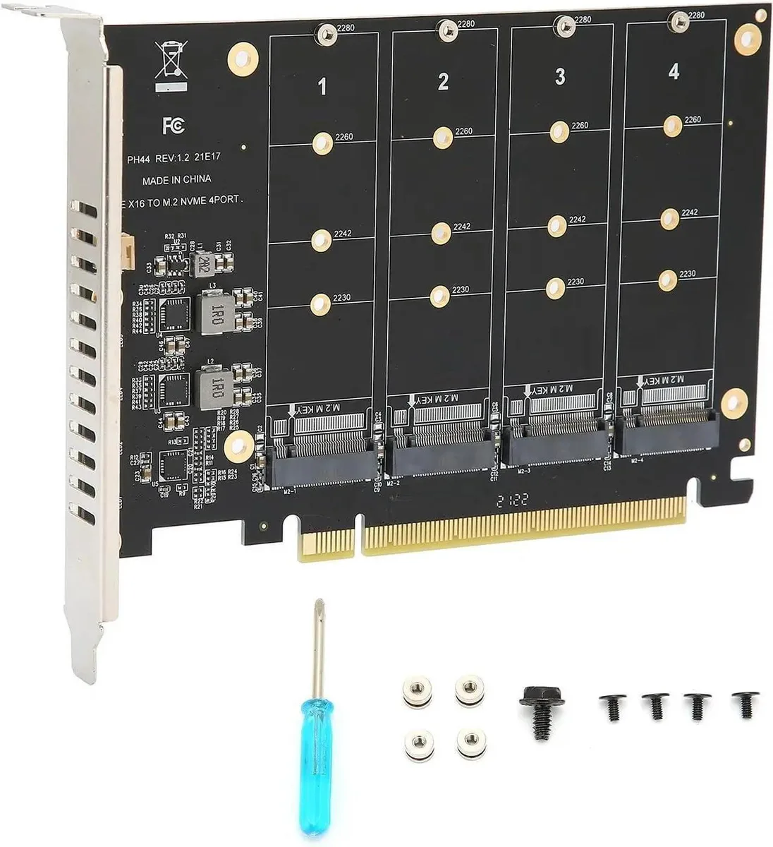 SMUGDESK SMUGDESK PH44 4-Port M.2 NVMe PCIe X16 Hard Drive Adapter — product photo