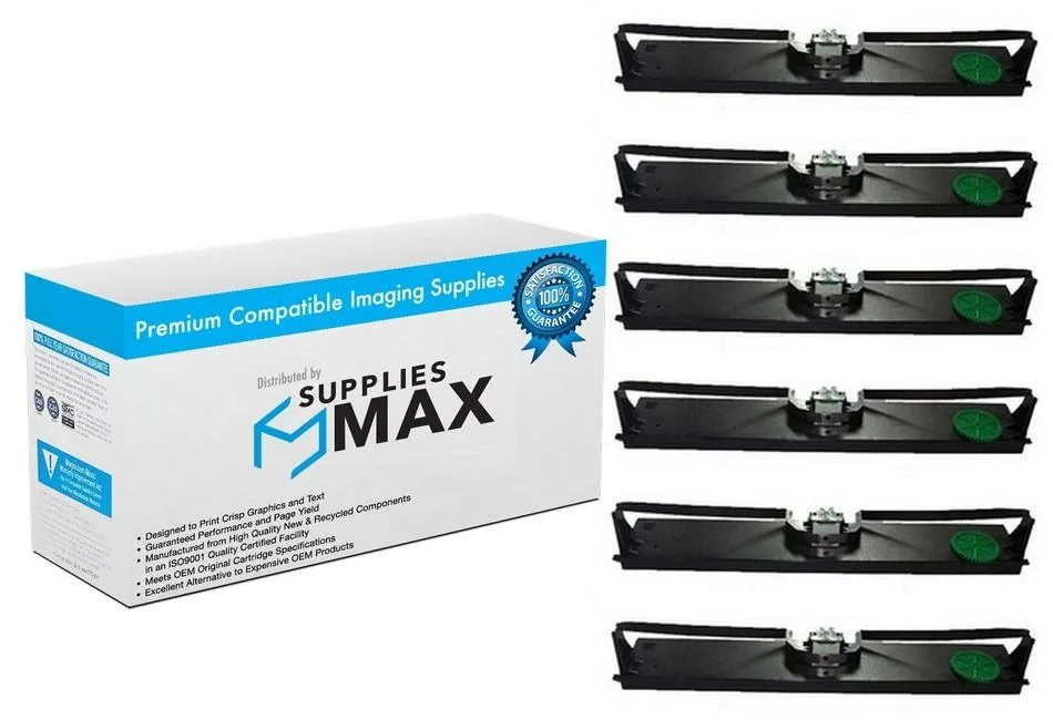 SuppliesMax SuppliesMax Wincor Nixdorf N-4915-BL Black Printer Ribbon 6/PK — product photo