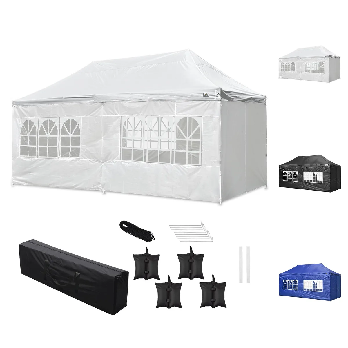 Yescom USA, Inc. Yescom USA, Inc. 10x20ft Pop-Up Canopy with 4 Sidewalls, 420D Oxford, 3-Position Height — product photo