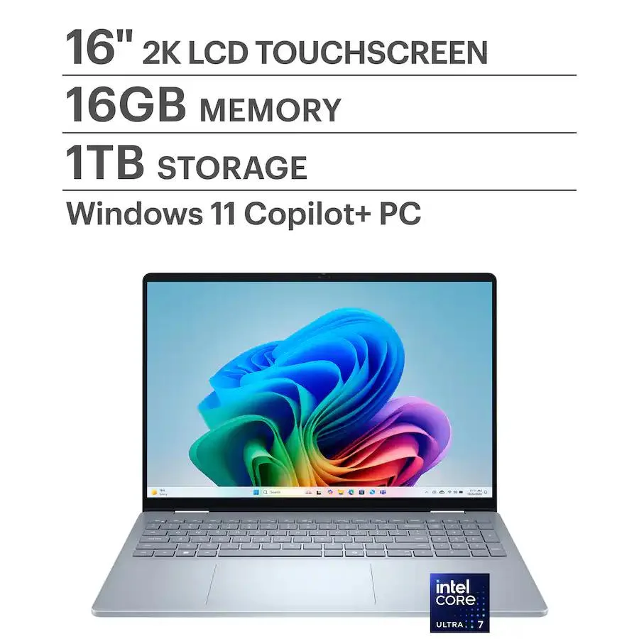 DELL DELL Plus Copilot+ PC 16" 2-in-1 Touchscreen Laptop Intel Core Ultra 7 256V 16GB 1TB Ice Blue — product photo