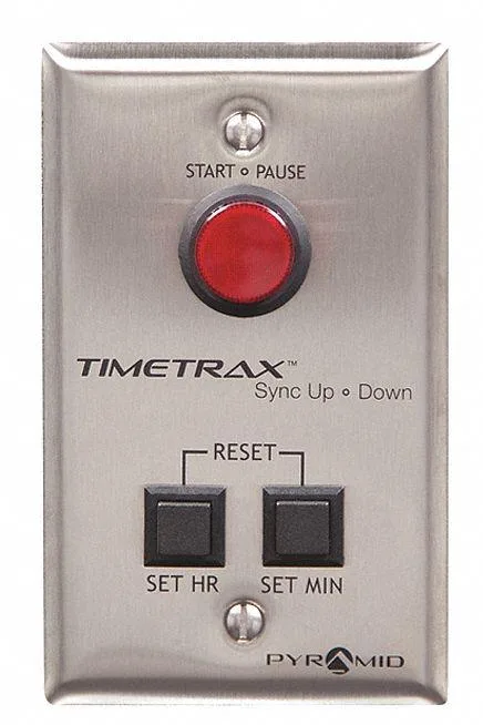 Silver rectangular wall-mounted digital timer controller with RJ45 connector and 20 ft cable