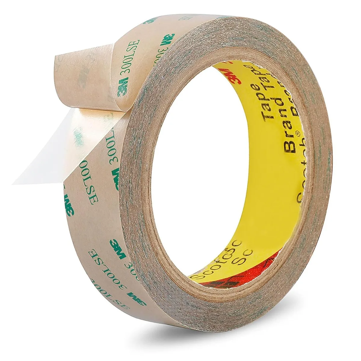Clear double-sided tape roll, 10mm wide, 11m length, PET film on white liner