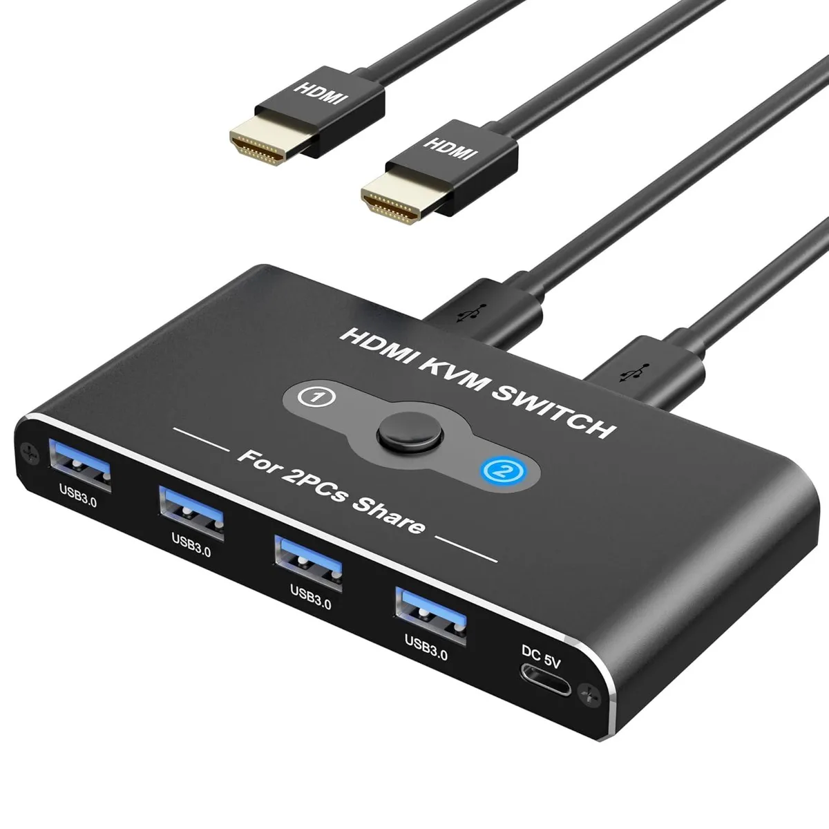 IHDAPP IHDAPP 2 Port HDMI KVM Switch 4K@60Hz 4 USB 3.0 2 HDMI 2 USB-A 1 USB-C — product photo