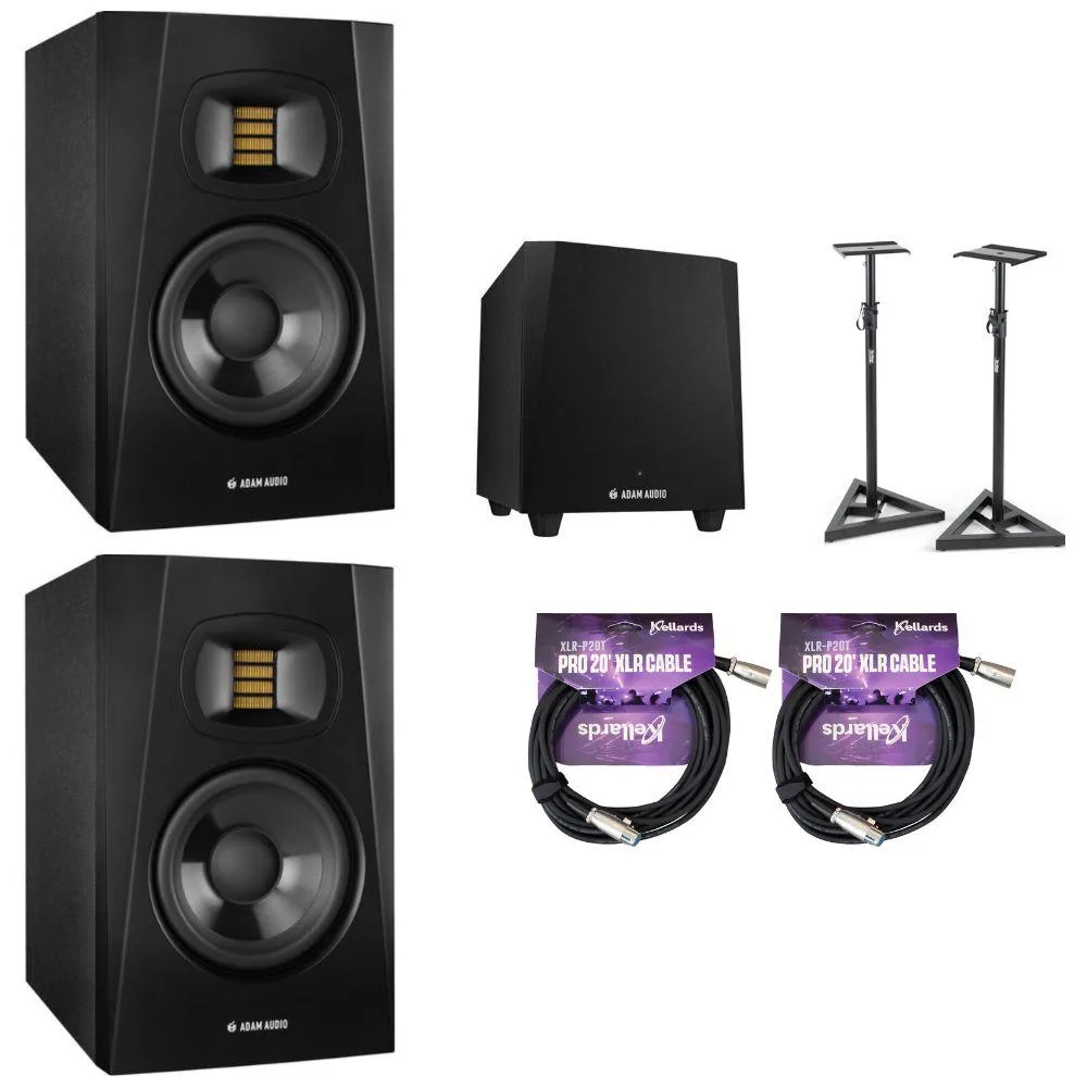 Adam Audio Adam Audio T5V 2-Pack Bundle with T10S Subwoofer, Stands, MIDI Cables — product photo