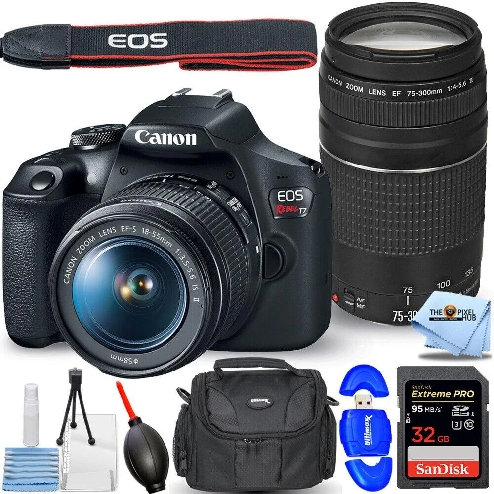 Canon International Canon International EOS Rebel T7 DSLR camera 24.1 MP 18-55mm 75-300mm 64GB — product photo