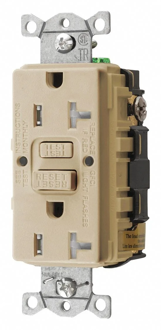 Hubbell Incorporated Hubbell Incorporated GFRTR20I GFCI Receptacle 20A 125V Ivory Nylon — product photo