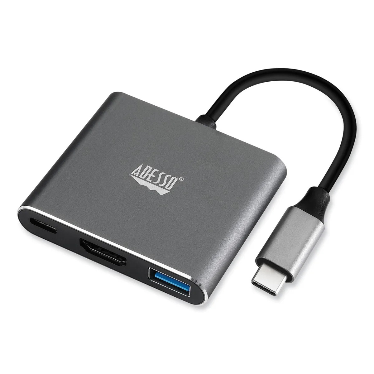 Adesso Adesso AUH4010 3-in-1 USB-C Docking Station 4K HDMI 30Hz USB 3.2 Gen 1 PD 4A 4.25in Cable — product photo