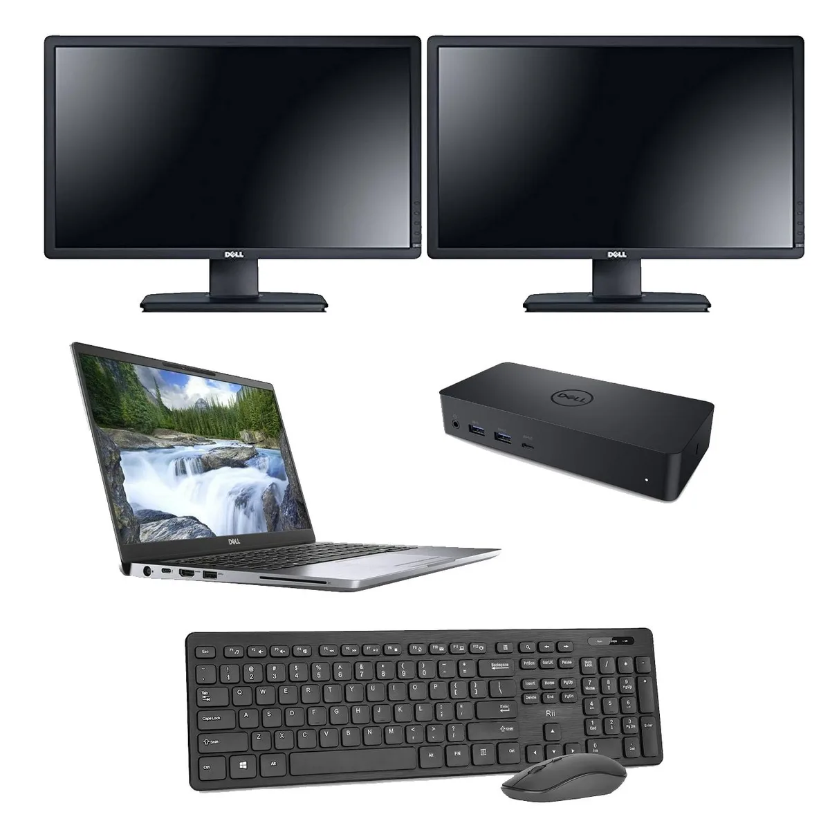 DELL DELL Latitude 7400 14.0 laptop i5-8265U 8GB 256GB SSD bundle 2x 24 monitors D6000 dock — product photo