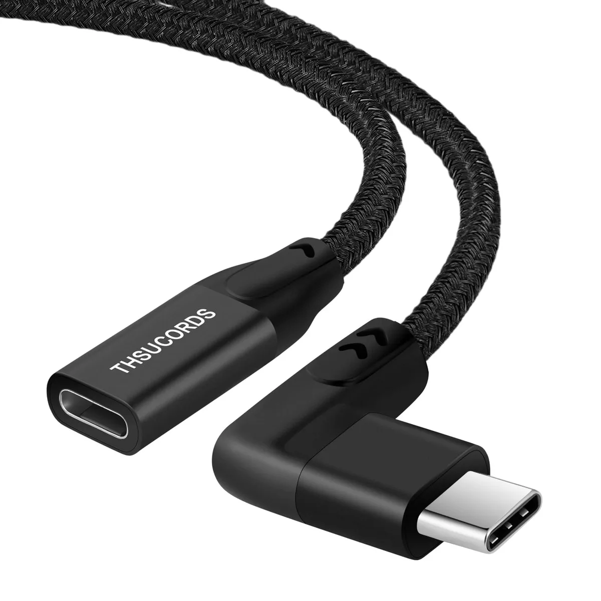 Thsucords 100W USB C Extension Cable 3.3FT 10Gbps 90 Degree Right Angle Male to Female 4K@60Hz — product photo
