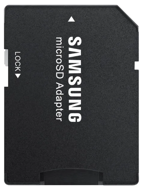 Small black SD adapter in clear plastic case