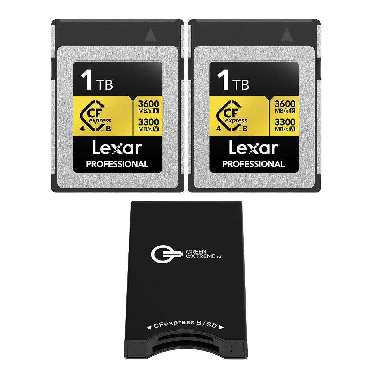 Lexar Lexar Gold Series Professional 1TB CFexpress Type-B Memory Card 2-Pack with USB-C Reader — product photo