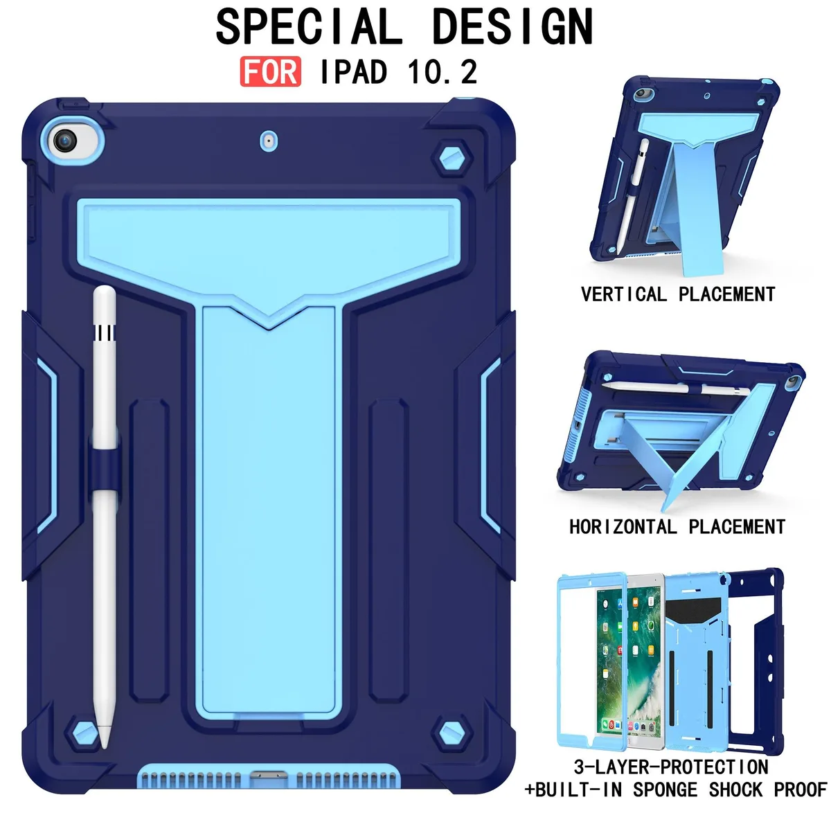 anicestore anicestore iPad 10.2 Case Navy Blue/Blue 2019 2020 2021 — product photo
