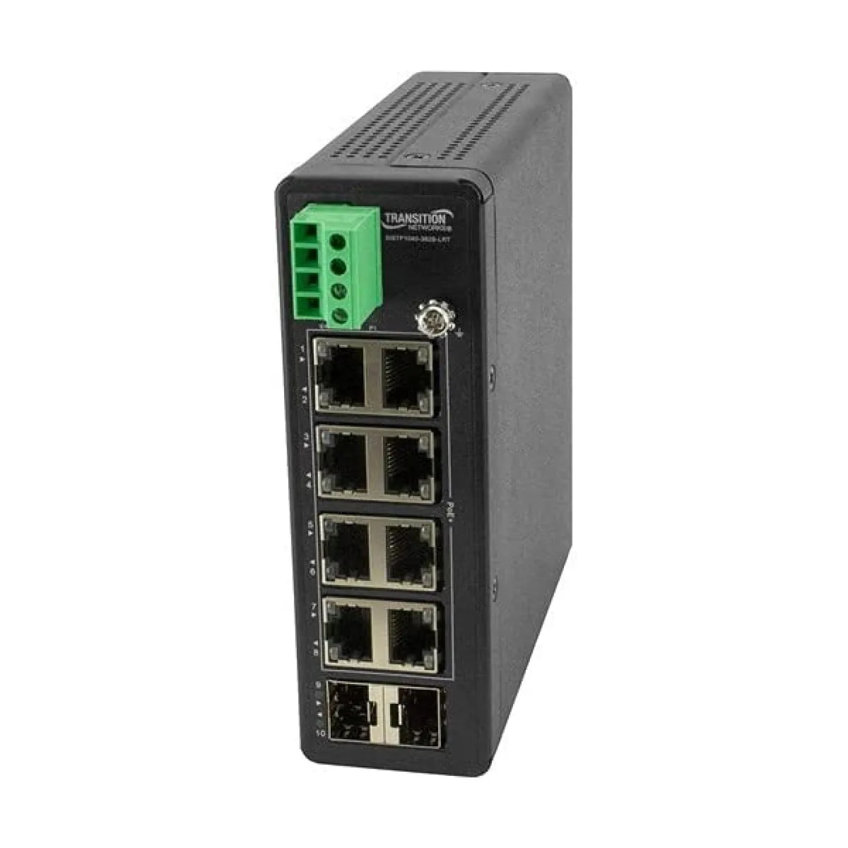 Transition Networks Transition Networks SISTP1040382BLRT 8-port hardened Gigabit PoE+ network switch — product photo