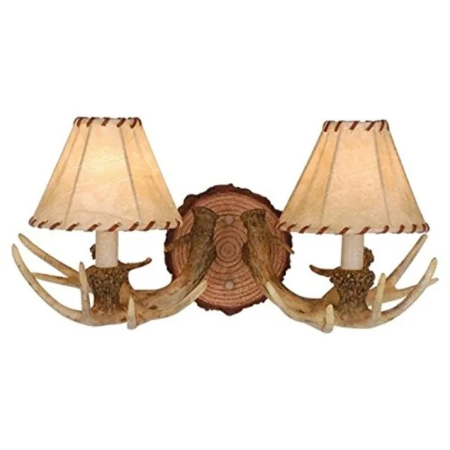 Vaxcel Lodge two-light wall sconce in Noachian Stone finish with clear glass